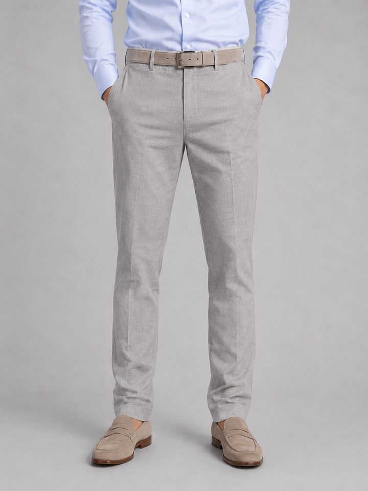 Men's Linen Look Straight Leg Trousers – Smart Relaxed Fit