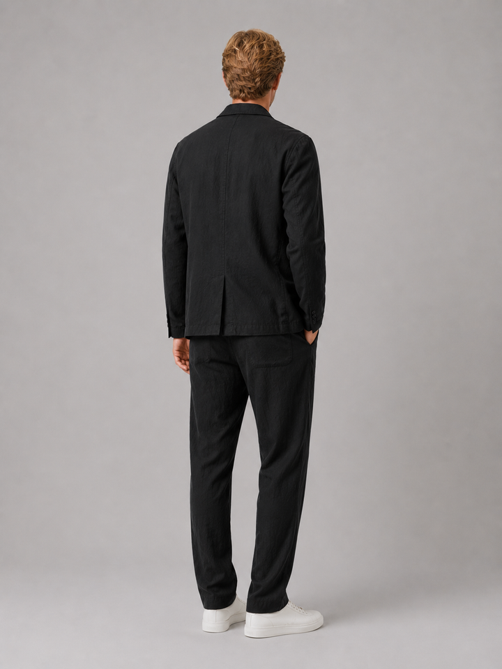 Men's Linen Style Summer Set – Relaxed Blazer & Trousers Suit