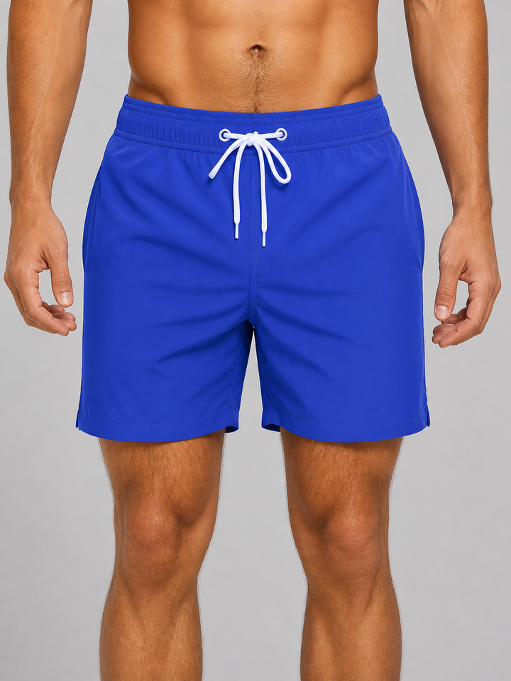 Men's Quick-Dry Polyester Swim Shorts - Lightweight Summer Beachwear — Blue