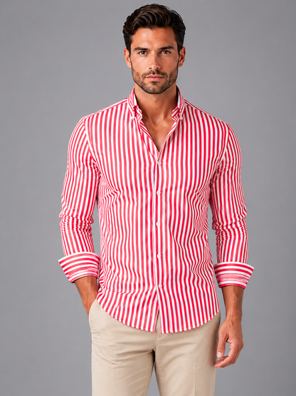 Men’s Striped Long Sleeve Shirt – Smart Casual Button-Up Style