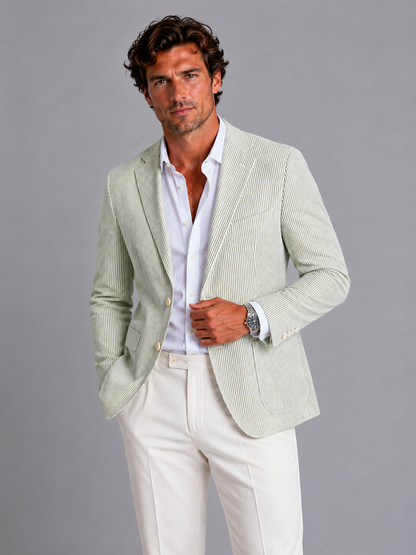 Men’s Striped Summer Blazer – Lightweight Tailored Suit Jacket