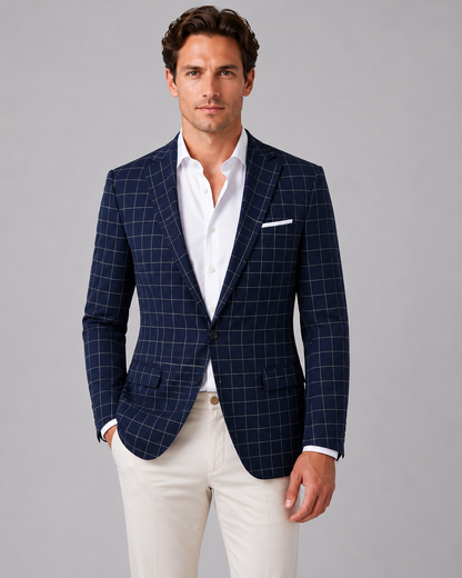 Men's Tailored Windowpane Blazer – Smart Tailored Jacket