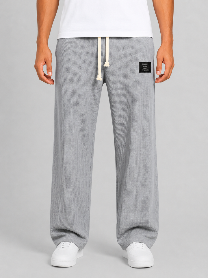 Men's Waffle Knit Drawstring Trousers – Relaxed Casual Lounge Fit