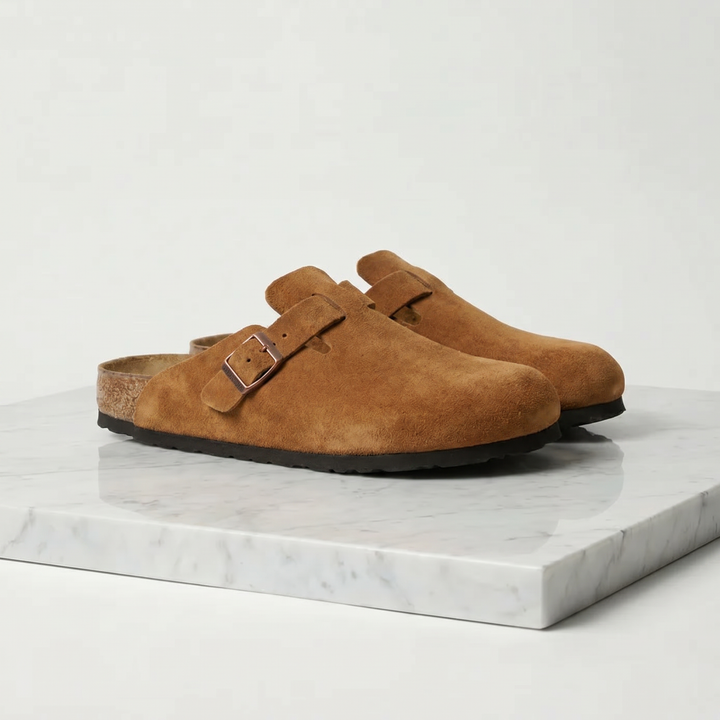 Men's Suede Clogs - Comfortable Slip-On Loafers with Leather Insole — Khaki