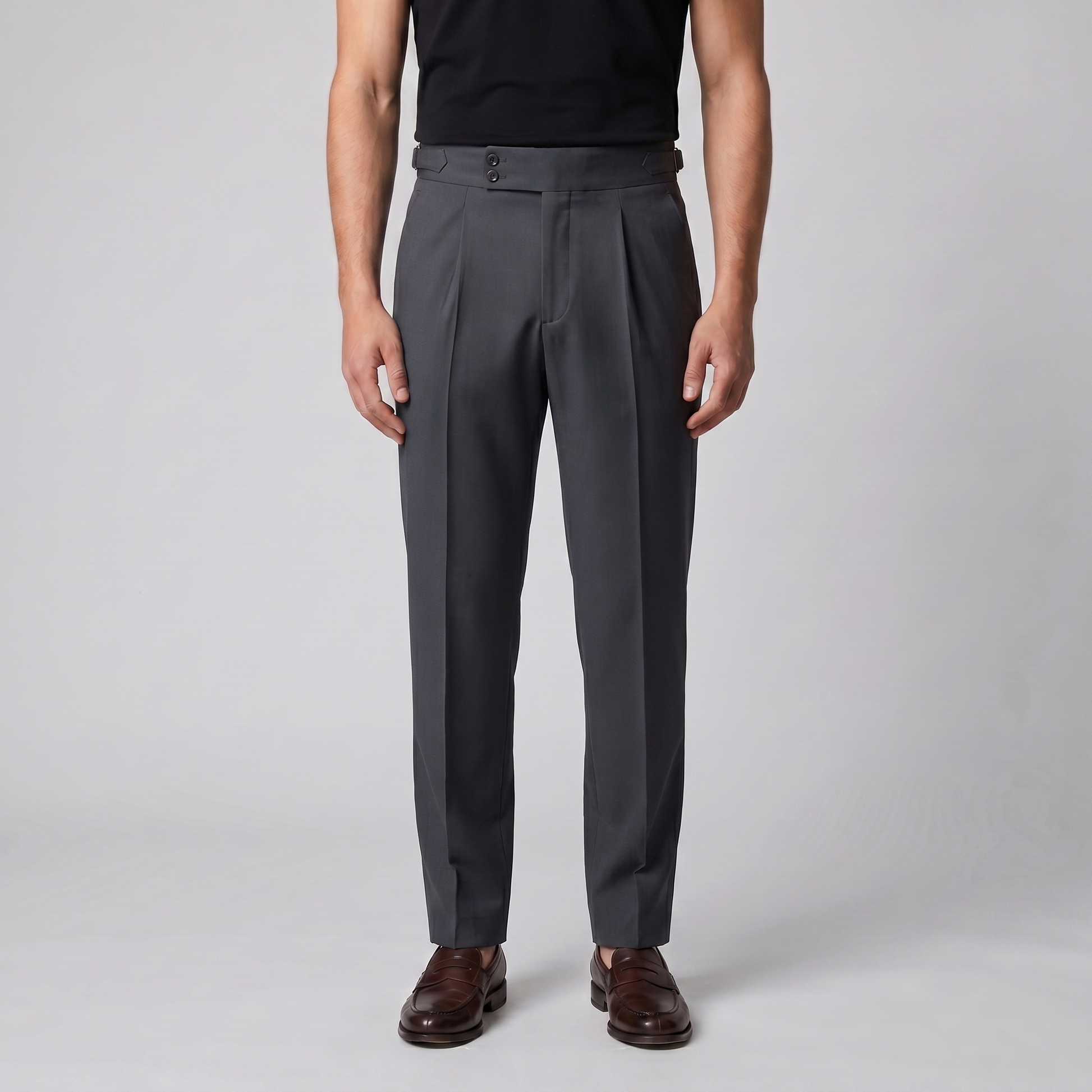 Men's High Waist Formal Trousers with Tailored Fit