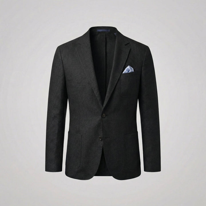 Men's Casual Linen Blazer - Lightweight Unstructured Fit for Office and Dinner — Black