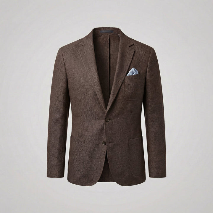 Men's Casual Linen Blazer - Lightweight Unstructured Fit for Office and Dinner — Brown