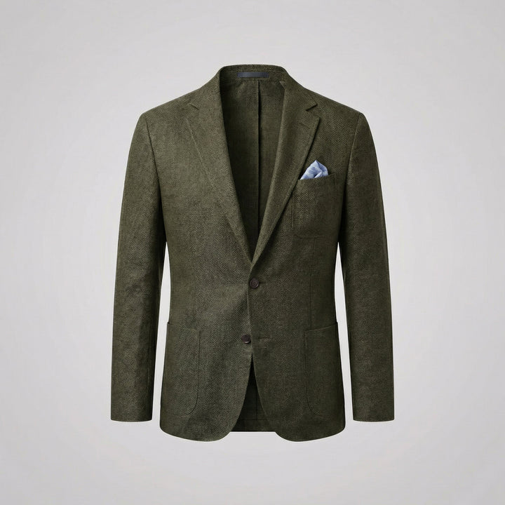 Men's Casual Linen Blazer - Lightweight Unstructured Fit for Office and Dinner — Green