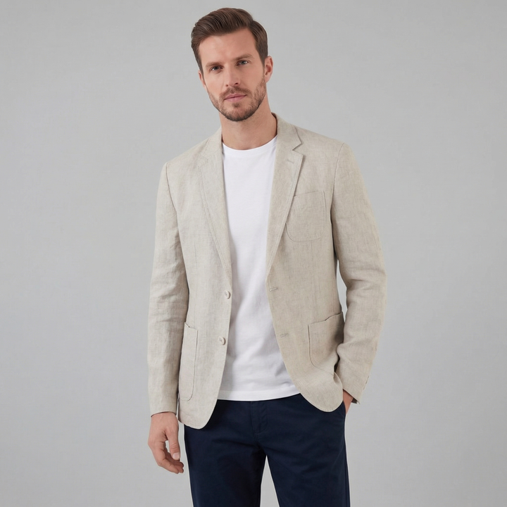 Men's Lightweight Linen Blazer - Versatile Suit Jacket for Warm Days — Linen