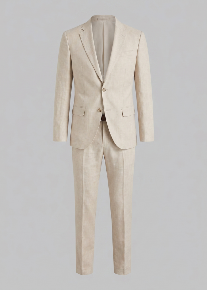 Men's Linen Blend Wedding Suit Set