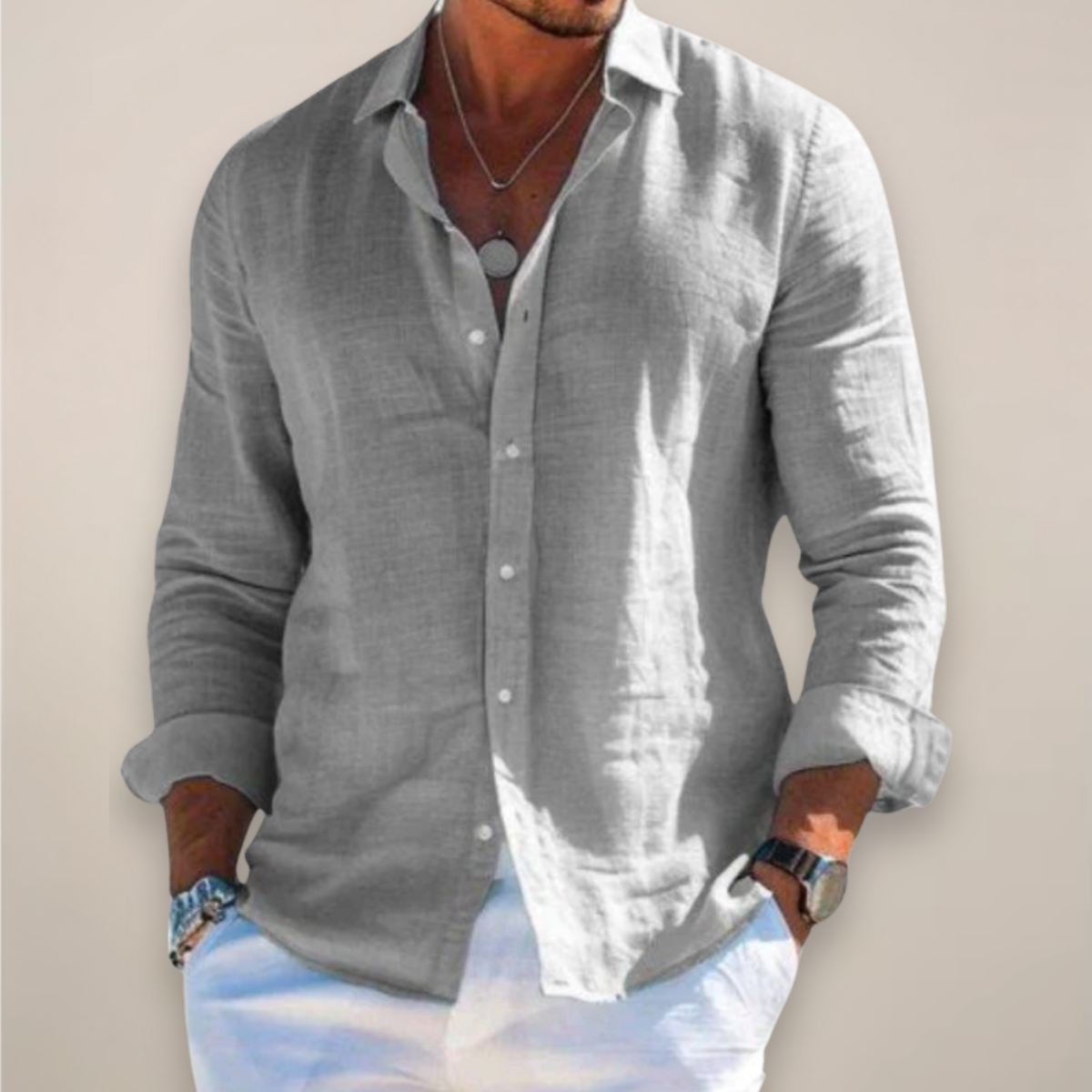 Karlo | Men’s Linen Long Sleeve Shirt