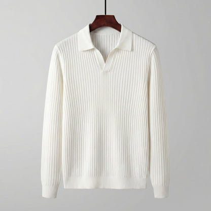 Men's Long Sleeved V-Neck Polo Shirt