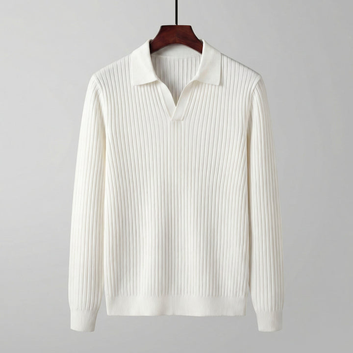 Men's Long Sleeved V-Neck Polo Shirt