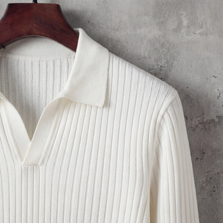 Men's Long Sleeved V-Neck Polo Shirt