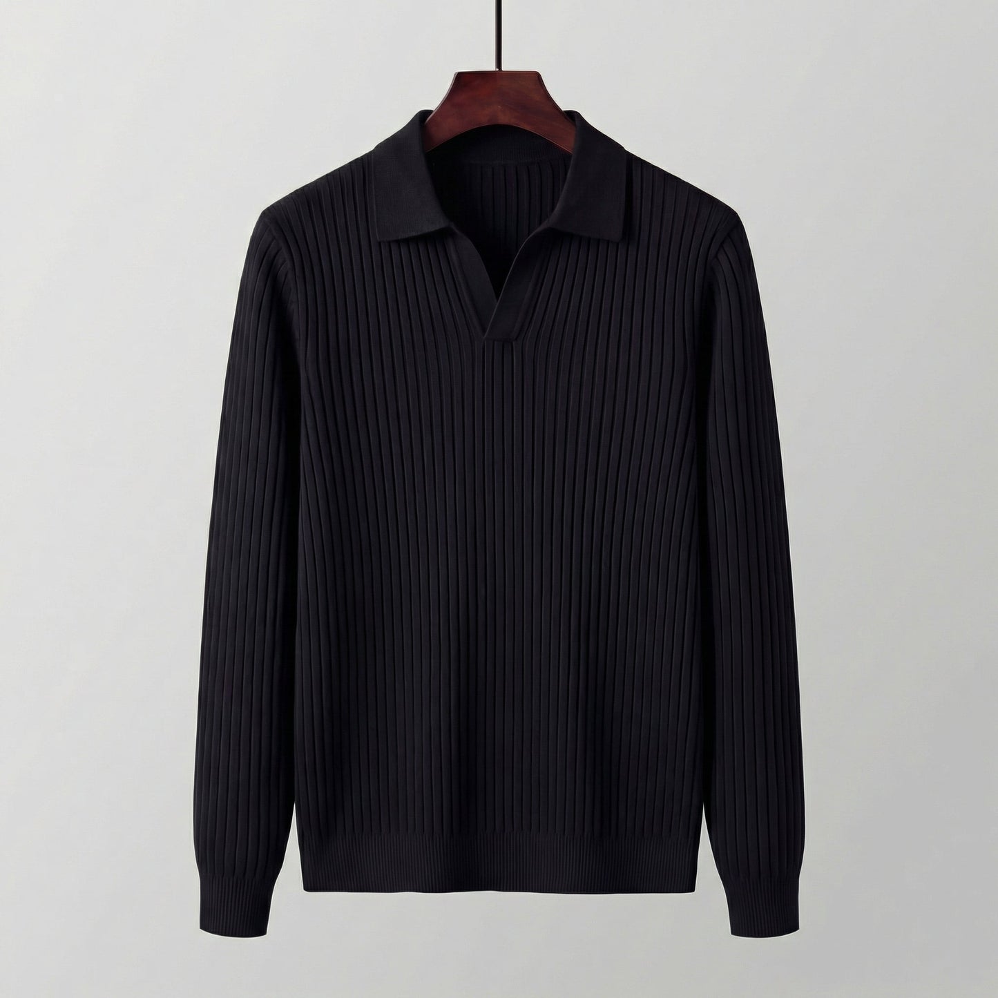 Men's Long Sleeved V-Neck Polo Shirt