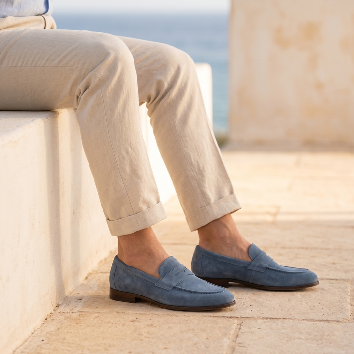 Men's Penny Loafers - Slip-On Smart Casual Dress Shoes — Blue