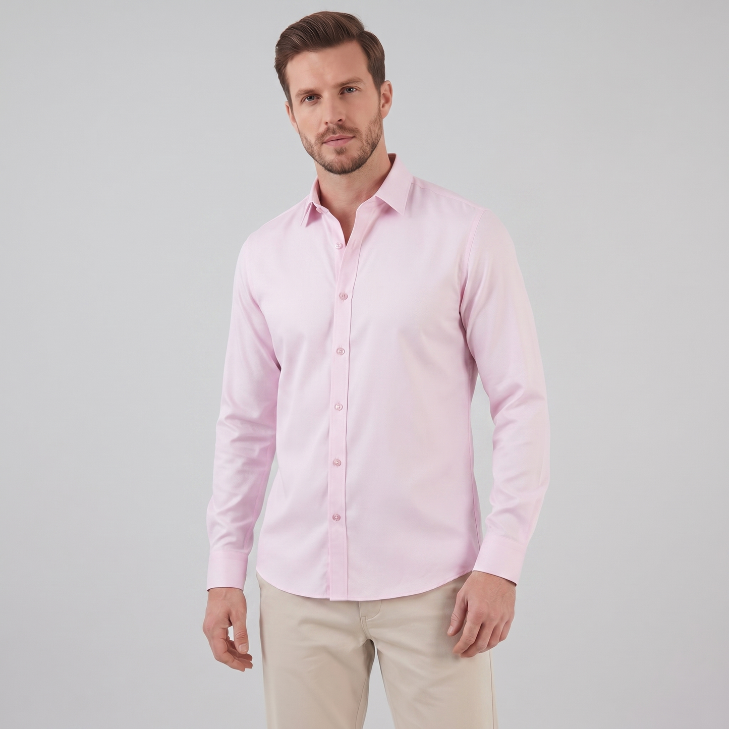 Men's Slim Fit Long-Sleeve Dress Shirt