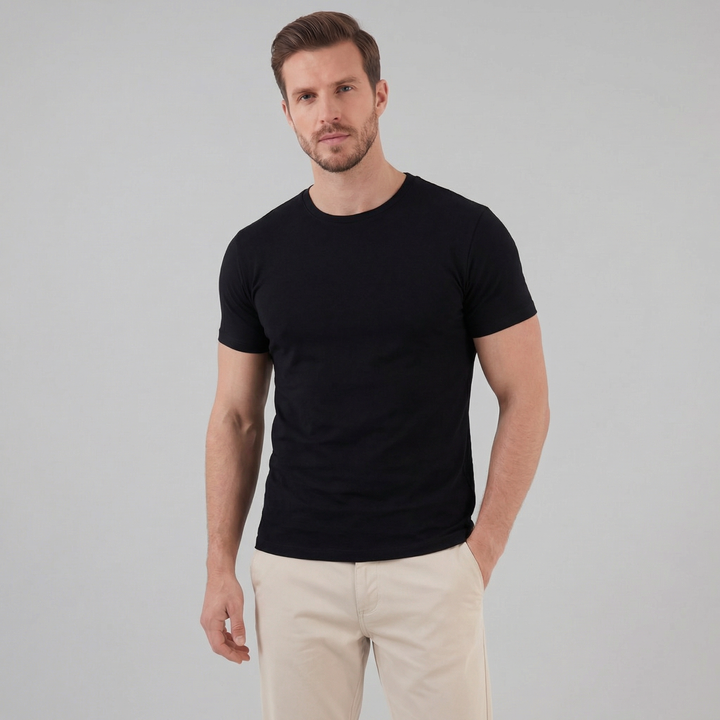 Men's Slim Fit Basic T-Shirt - Soft Breathable Everyday Tee — Black
