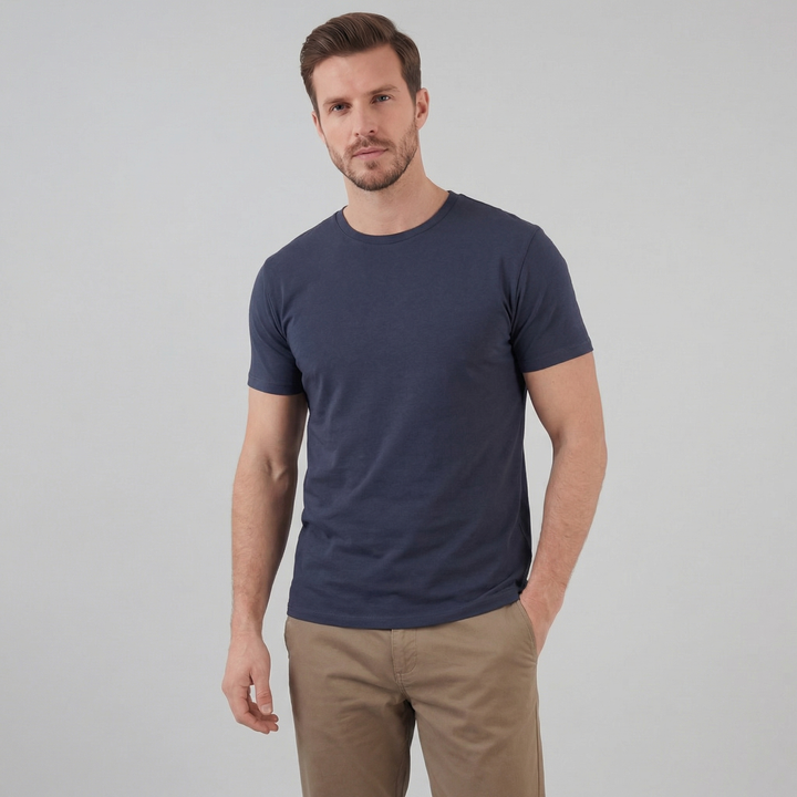 Men's Slim Fit Basic T-Shirt - Soft Breathable Everyday Tee — Navy Blue