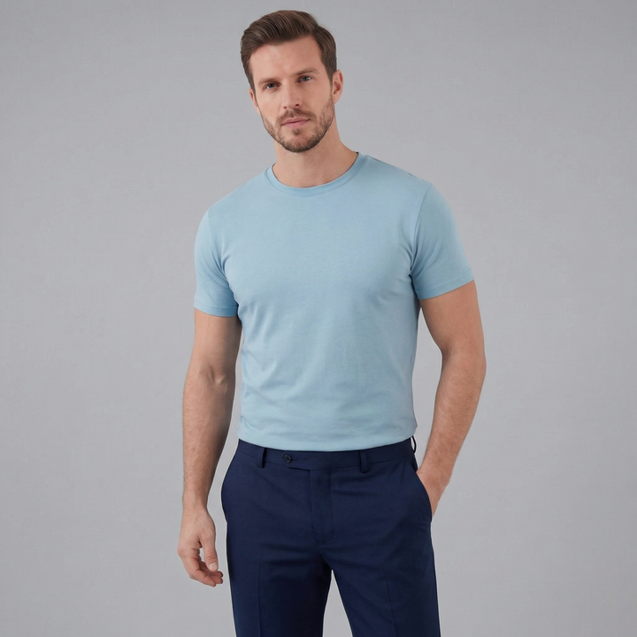 Men's Slim Fit Basic T-Shirt - Soft Breathable Everyday Tee — Light Blue