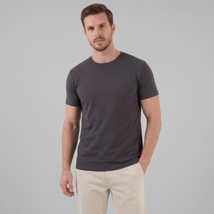 Men's Slim Fit Basic T-Shirt - Soft Breathable Everyday Tee — Charcoal