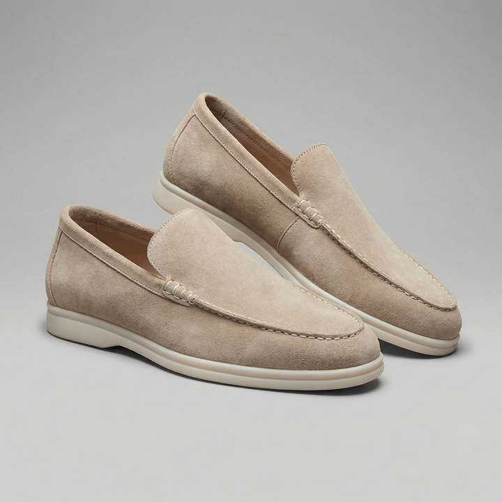 Men's Suede Slip-On Loafers - Breathable Casual and Formal Shoes — Grey