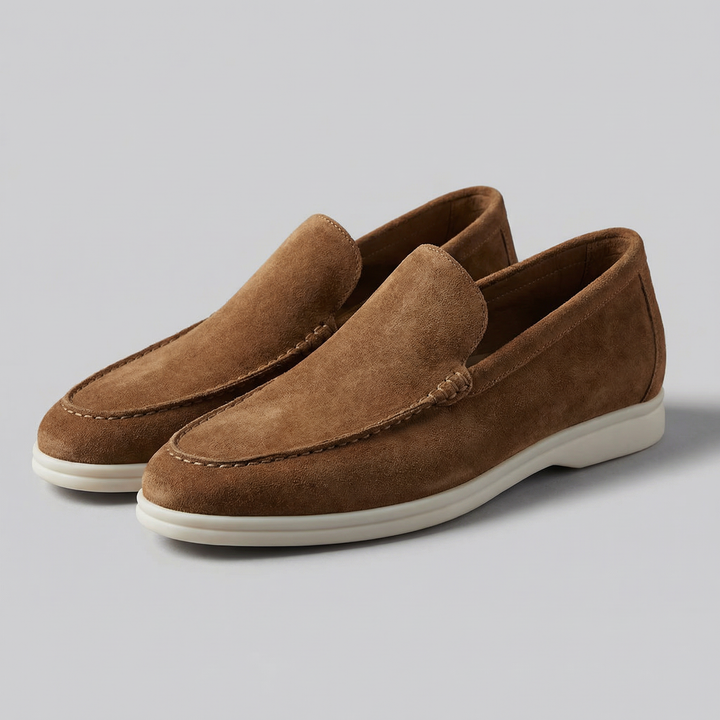 Men's Suede Slip-On Loafers - Breathable Casual and Formal Shoes — Brown