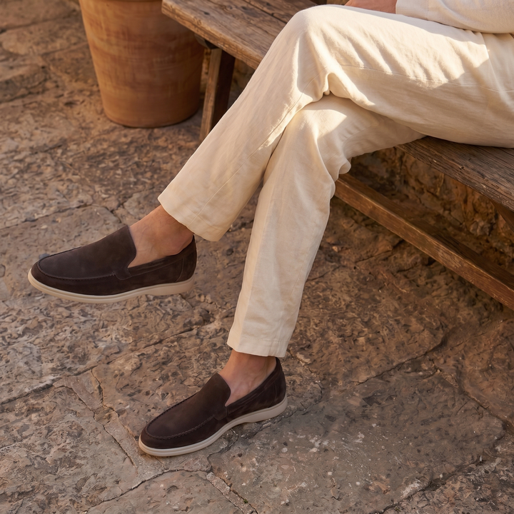 Men's Suede Slip-On Loafers - Casual and Dress Shoes, 10 Colors — Dark Brown