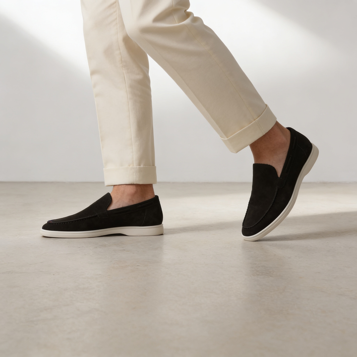 Men's Suede Slip-On Loafers - Casual and Dress Shoes, 10 Colors — Black