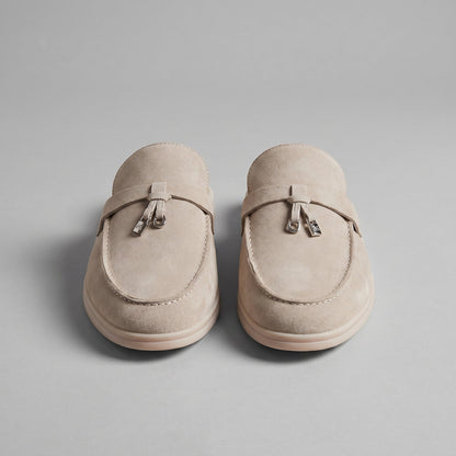 Men's Suede Metal Buckle Loafer Mules