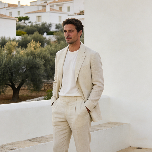 Men's Lightweight Summer Blazer - Tailored Warm-Weather Jacket — White