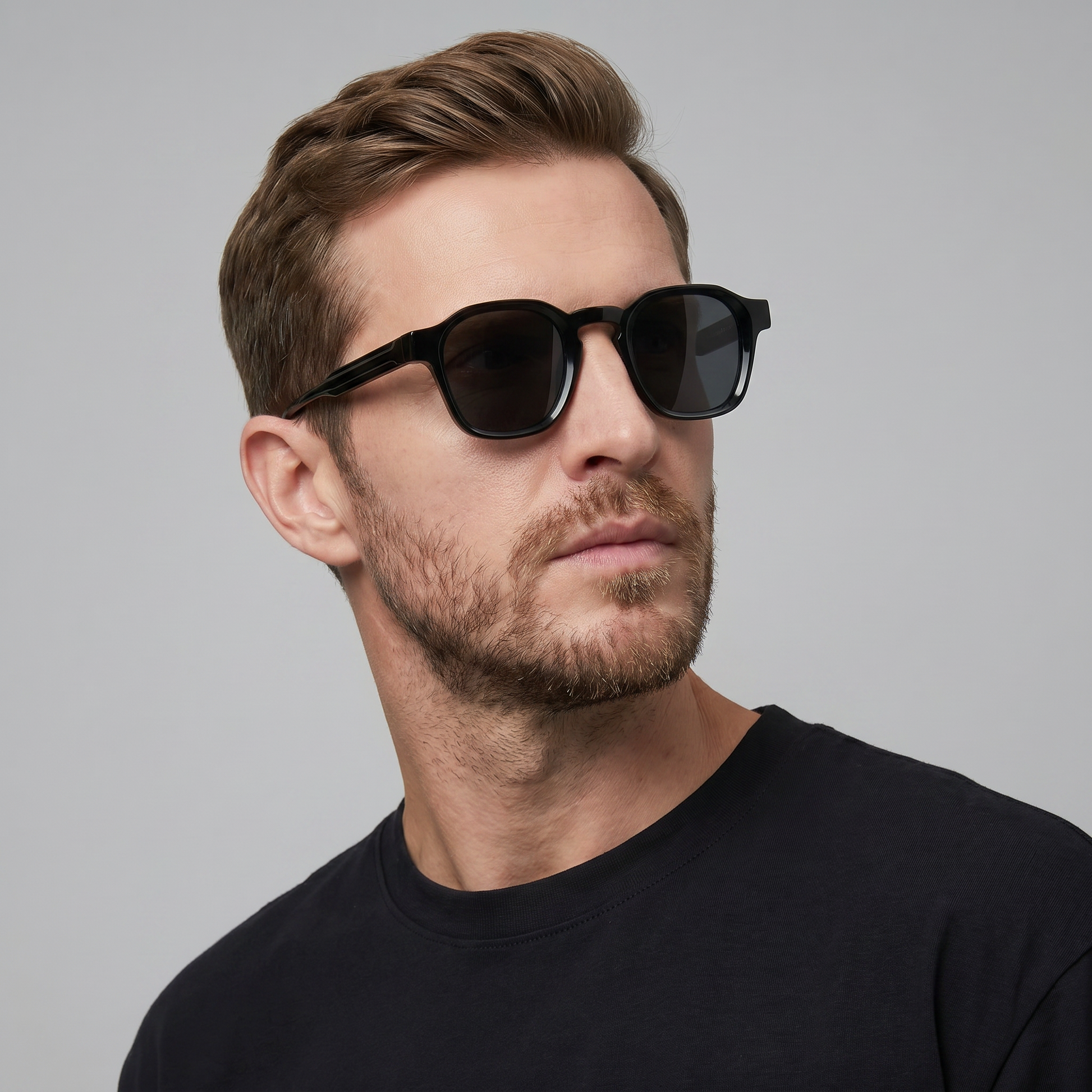 Men's Vintage Square Sunglasses with Dark Lenses