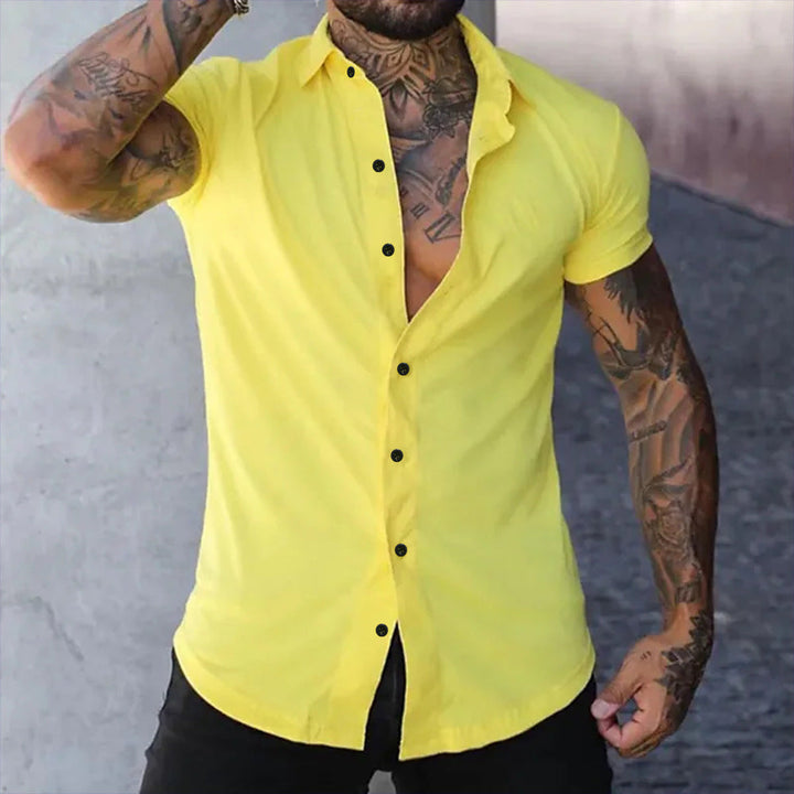 Men's Slim Fit Short Sleeve Shirt - Tailored Look — Yellow
