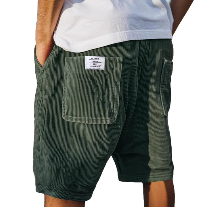 Men's Refined Tailored Textured Shorts - Smart Casual — Dark Green
