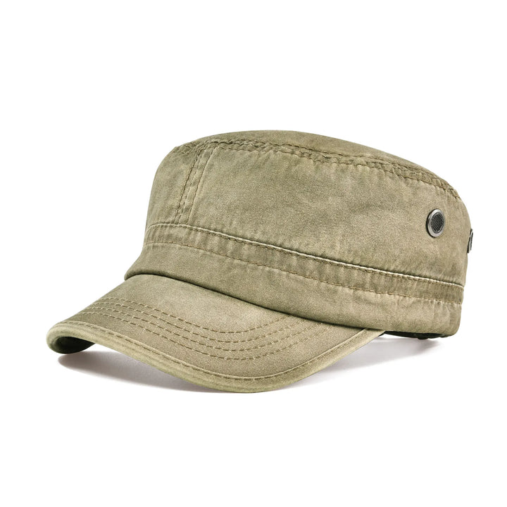 Men's Vintage Wash Cotton Baseball Cap with Structured Crown - Classic Streetwear Cap — Khaki