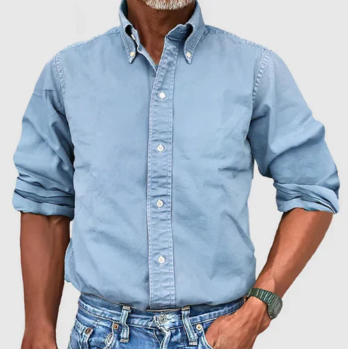 Men's Classic Cotton Shirt - Versatile Everyday Smart Casual Essential — Light Blue