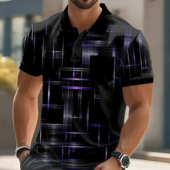 Men's Geometric Print Button-Up Shirt - Classic Fit — Purple