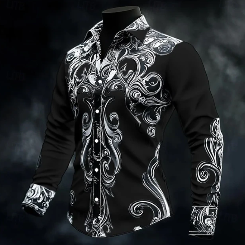 Adrian | Ornate Print Long Sleeve Shirt