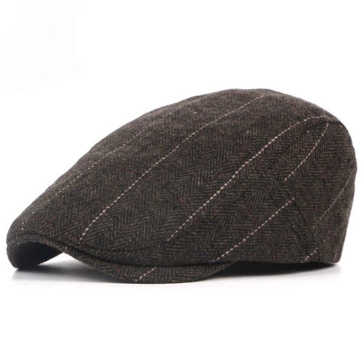 Men's Heritage Pinstripe Flat Cap - Textured Finish — Tabacco Brown