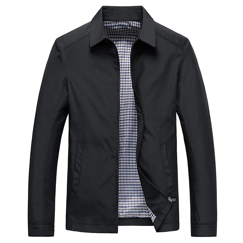 Herrenjacke mit Hemdjacken-Kragen und Karofutter – Raffaele