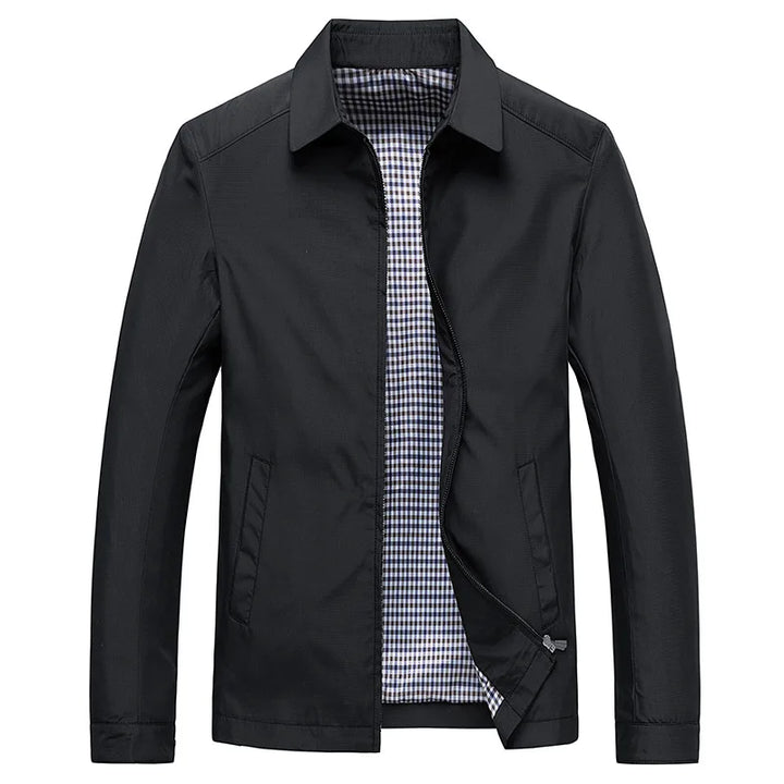 Herrenjacke mit Hemdjacken-Kragen und Karofutter – Raffaele