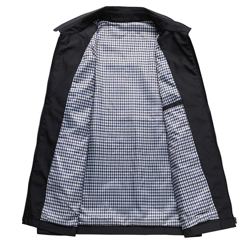 Herrenjacke mit Hemdjacken-Kragen und Karofutter – Raffaele