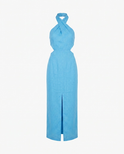Adele Bohemian Halter Linen Dress