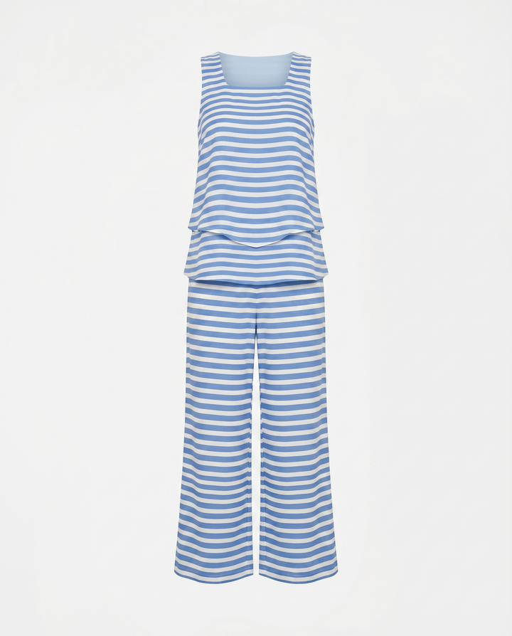 Abigail Leaf Print Wide-Leg Co-Ord Set — Stripes