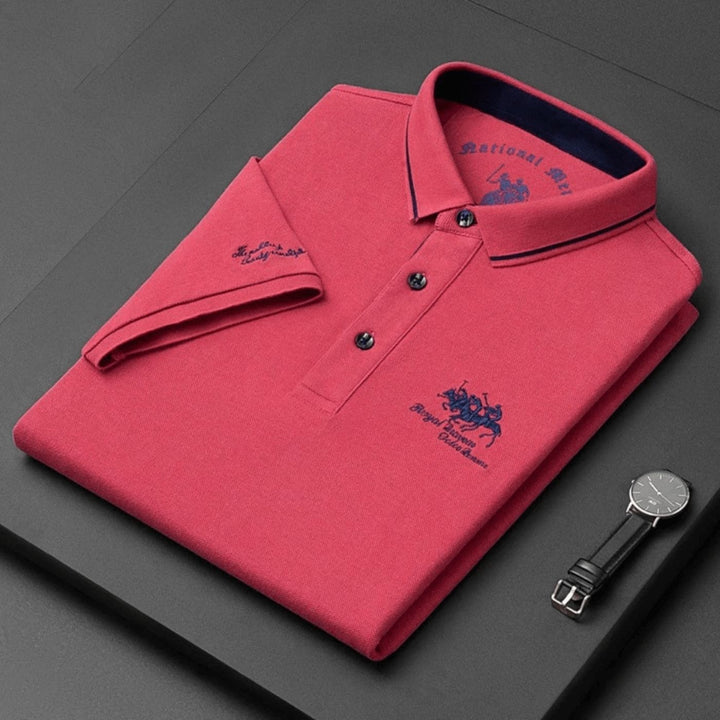 Men's Button-Up Everyday Polo Shirt - Durable Fit — Red