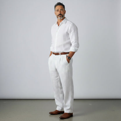 Ellmont London | Men’s Lightweight Business Casual Linen Trousers