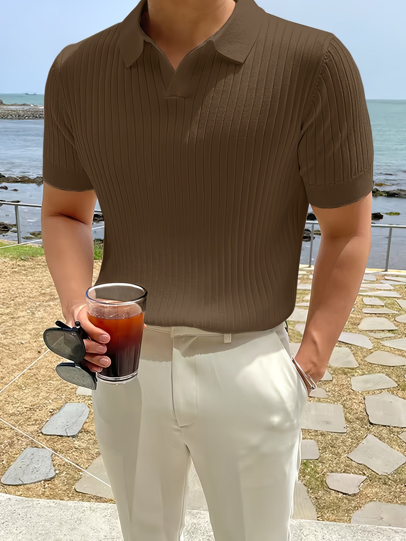 Maxwell | Ribbed Open-Collar Polo Shirt
