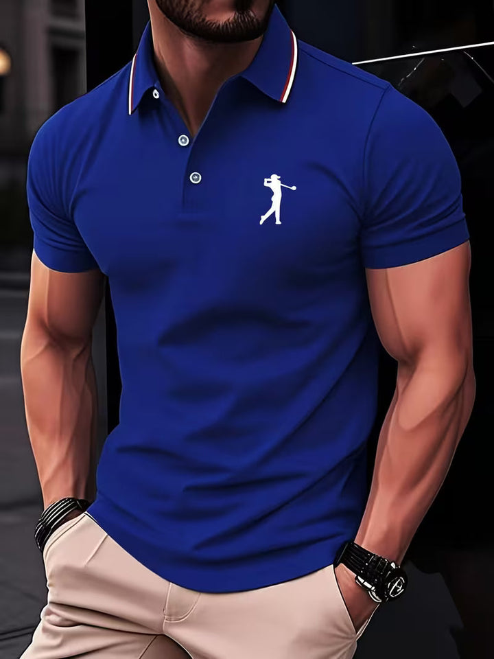 Men's Golf Print Short Sleeve Shirt - Casual Fit — Blue