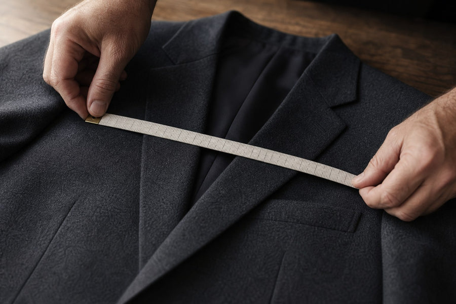 Measuring a jacket by hand