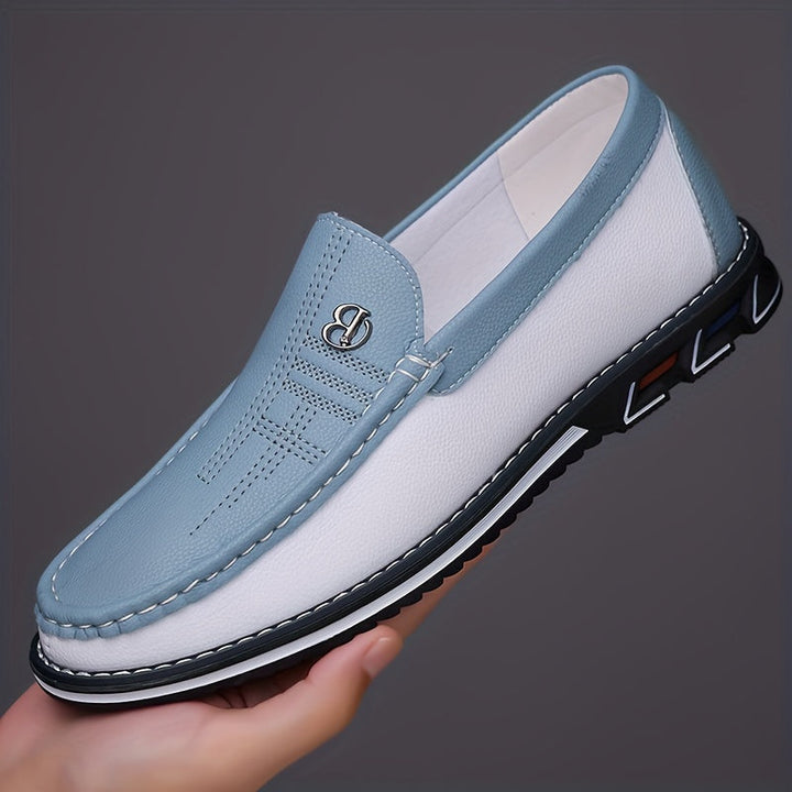 Men's Refined Slip-On Loafers - Cushioned Comfort — Blue